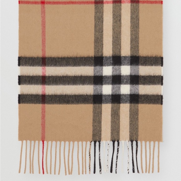 Burberry The Classic Check Tan, Black & White Cashmere Scarf - Picture 5 of 6